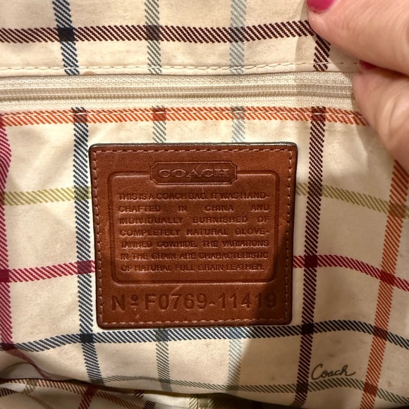 Coach Becker Legacy Tattersall Leather Buckle Shoulder Bag in Whiskey - Picture 9 of 11